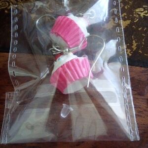 Pink and White Cupcake Earrings